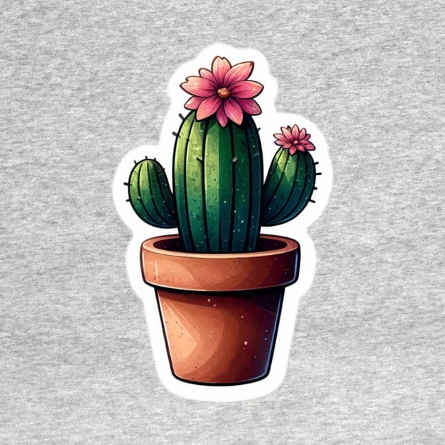 Watercolor cactus plant sticker by GlowInSnow